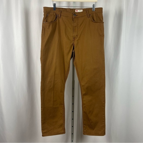 Wrangler Pants Men's 38x30 Brown Regular Straight Fit Stretch Denim Camel - Picture 1 of 8